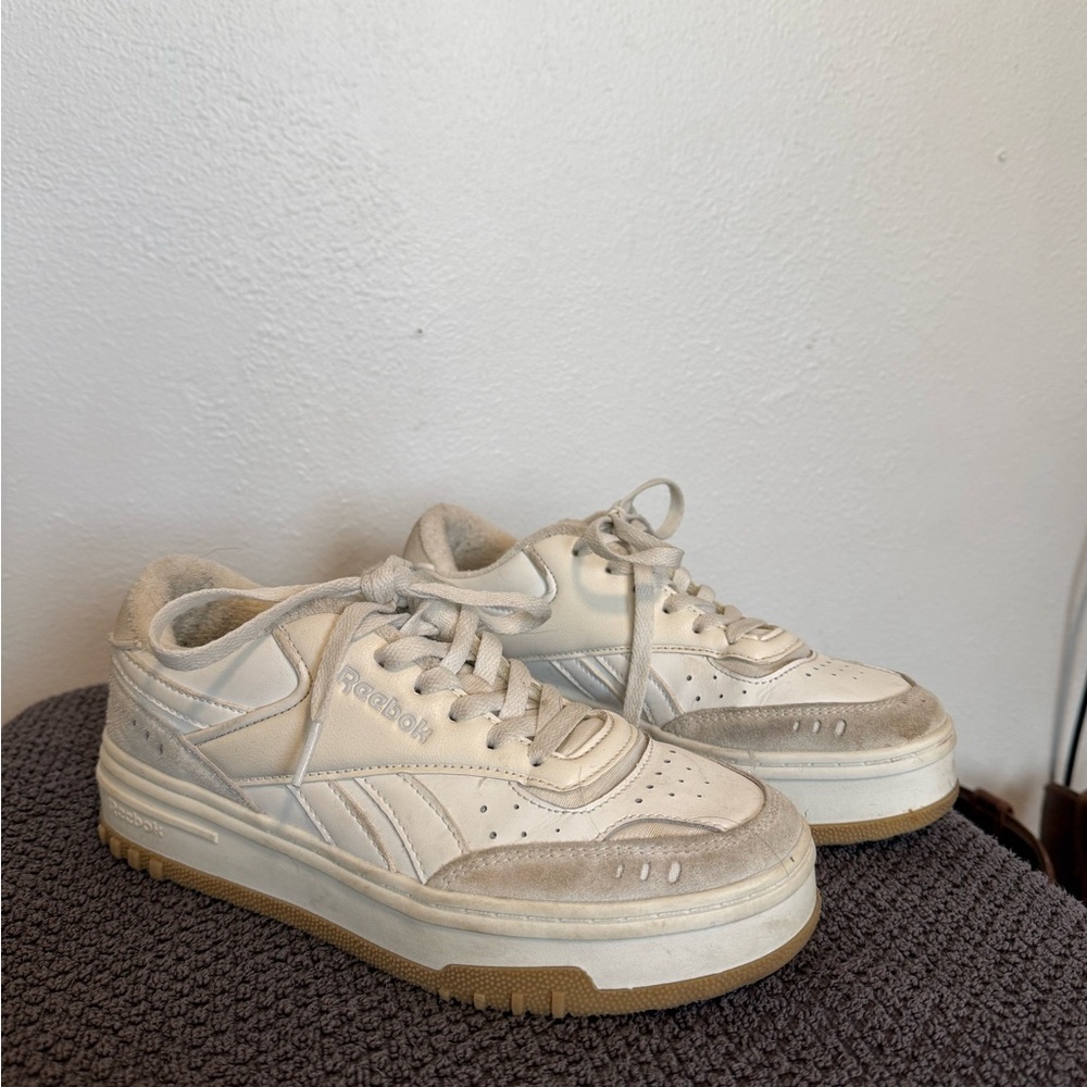 Reebok Off-White and Tan Sneakers